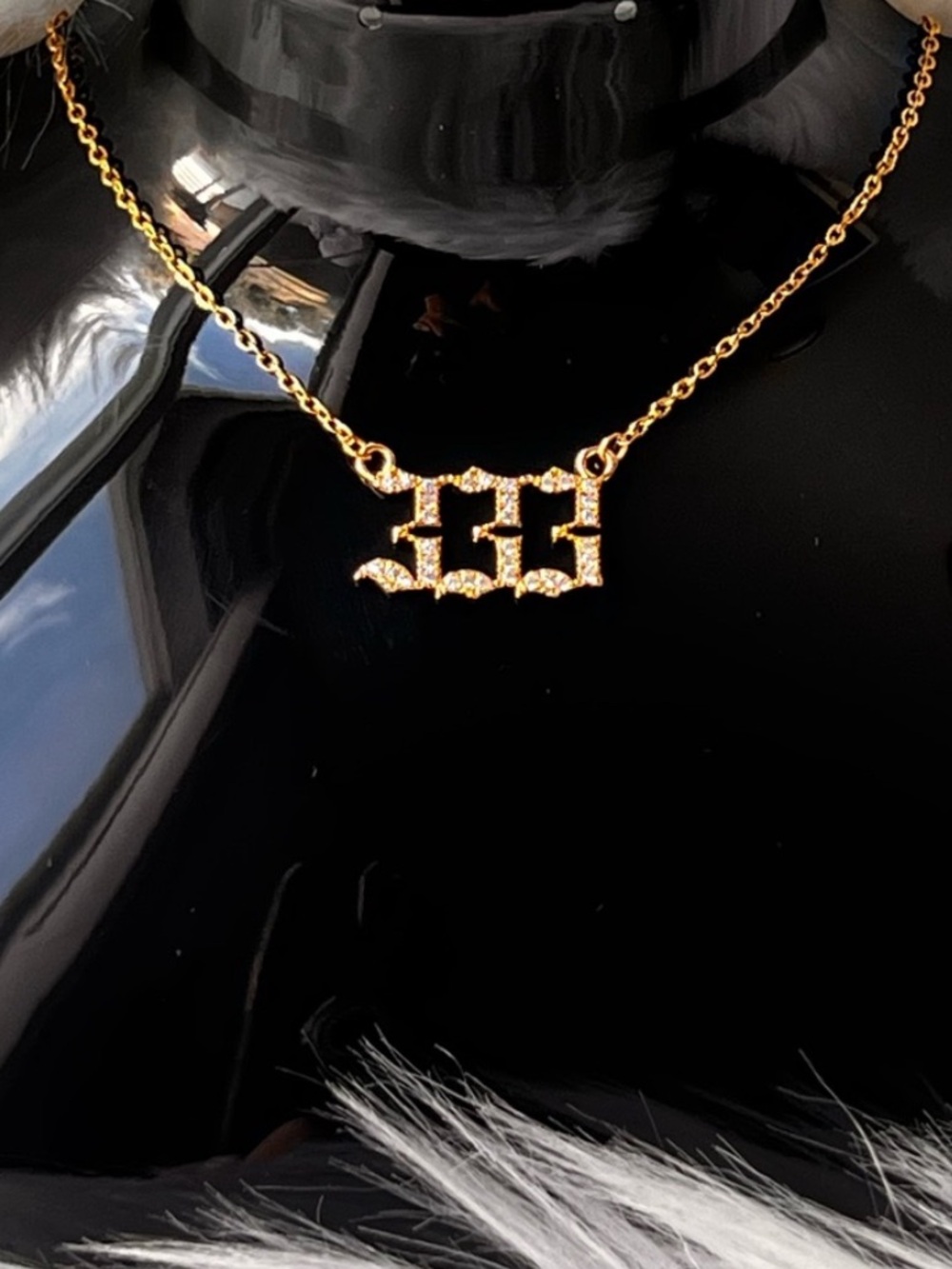 Angel Gold-Tone Cluster Number 333 Pendant Necklace
